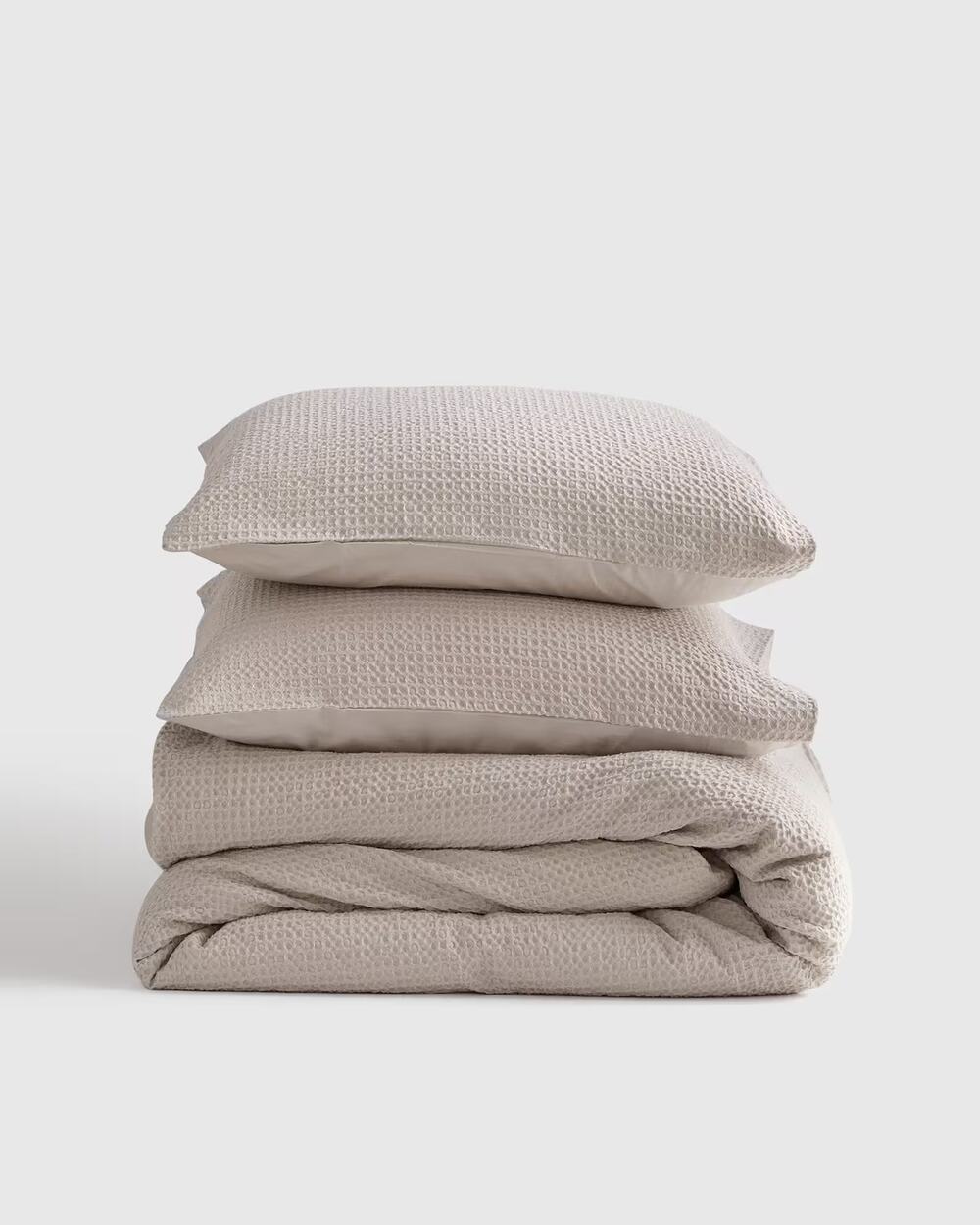 Quince Organic Luxe Honeycomb Duvet Cover Set Full Queen Sand